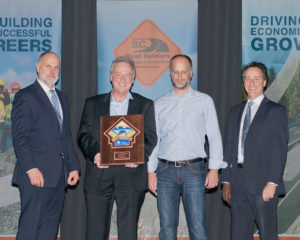 From Left: Grant Main, Deputy Minister, Bob Nielsen, Director of Corporate Compliance, Darren Ell, General Manager, Kevin Richter, Assistant Deputy Minister
