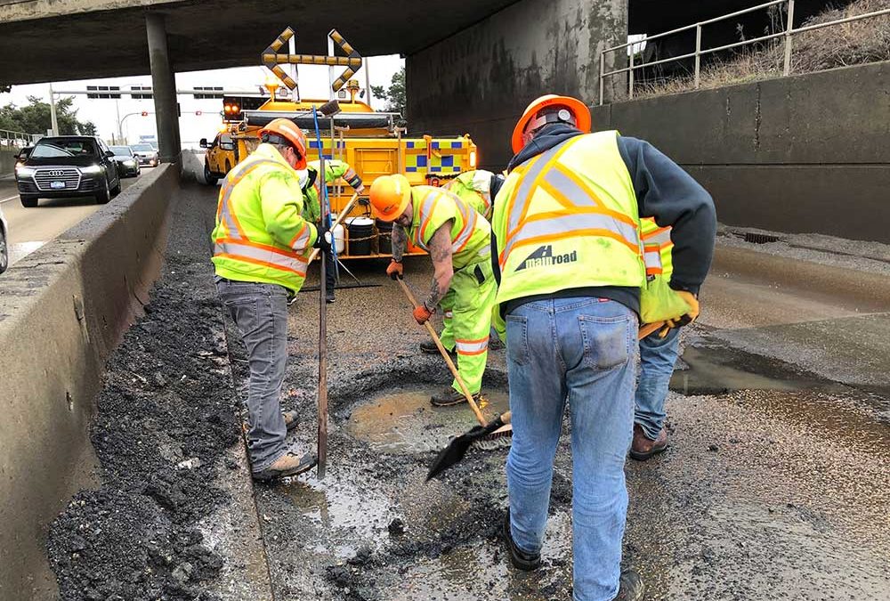 Mainroad crews working tirelessly to patch potholes at the mercy of the weather